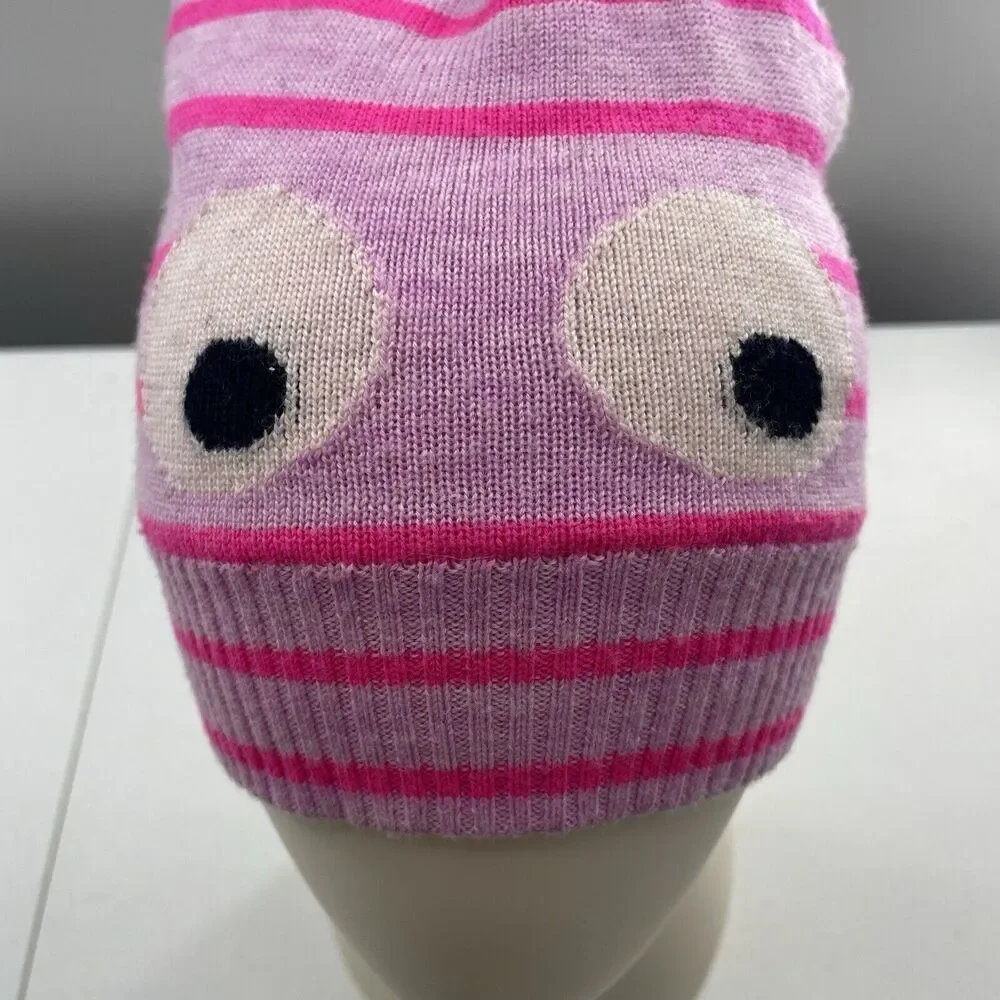 J CREW CREWCUTS Size S/M Classic Max‎ The Monster Beanie Hat Wool Pink Eyes